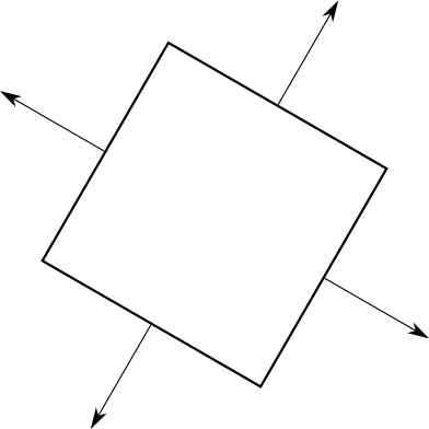 Figure 12-8: A cube viewed from above, with arrows on each triangle pointing out