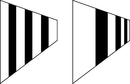 Figure 14-4: Linear interpolation of u and v (left) doesn’t produce the expected perspective-correct results (right).
