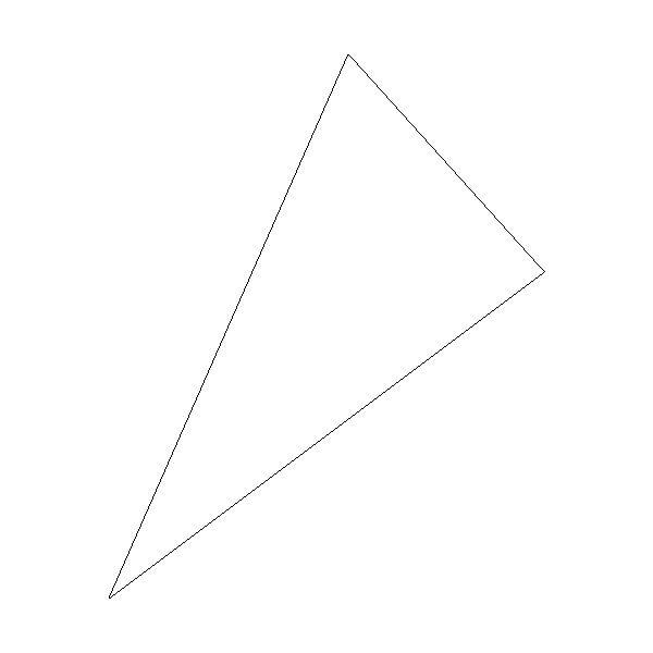 Figure 7-1: A wireframe triangle with vertices (–200,–250), (200,50), and (20,250)