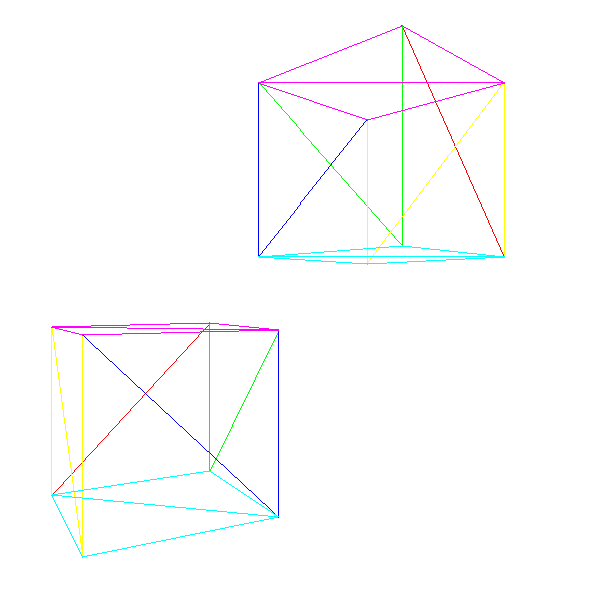 Figure 10-10: A scene with two instances of the same cube model, having different instance transforms, and a transformed camera